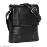 Synthetic leather crossbody bag, men's elite classy slingbag, India-made, 2 compartments, free size